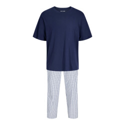 Jack & Jones Heren pyjama set lange pyjamabroek jacflorence blauw/wit geblokt