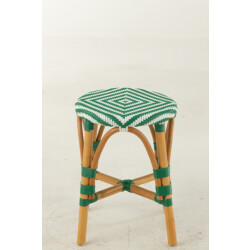 J-Line Stool rattan dark green/white small