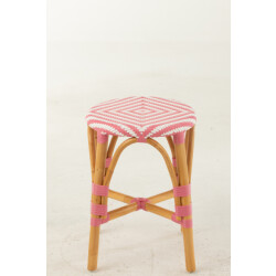 J-Line Stool rattan pink/white small