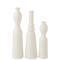 J-Line Set of 3 vase leia porcelain matt white