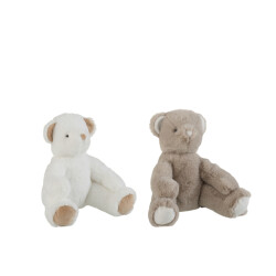 J-Line Bear plush white/grey small assortment of 2