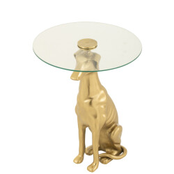 J-Line Side table dog base aluminium/glass gold colored