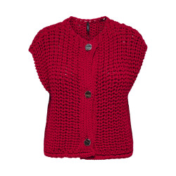 Only onlchloe ss rib button vest knt 15352208 salsa