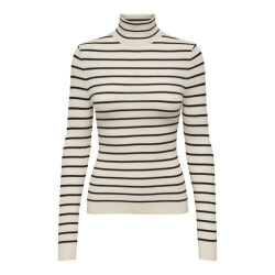 Only Onlkarol ls rollneck pullover knt noos ecru dessin