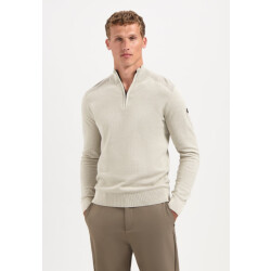 No Excess Pullover half zip plated structure knit zand