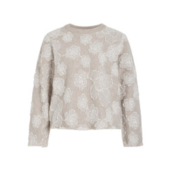 Vila Vihayden o-neck ls embroidery knit top zand dessin