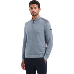 No Excess Pullover half zip plated structure dusty blue