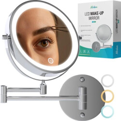 Mirlux Make-up spiegel met led verlichting oplaadbaar 5x vergroting chroom