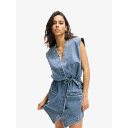Refined Department Dames jurk giulia gilet denim blue