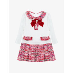 Patachou Meisjes jurk mini girl party royal red tweed