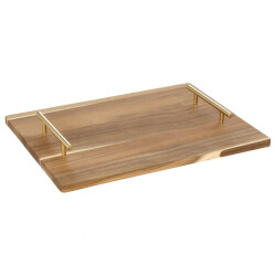 Casa di Elturo Acacia houten dienblad met goudkleurige handgrepen – luxe serveertray – 30 x 40