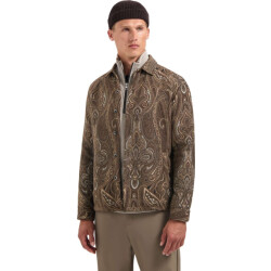 No Excess Overshirt buttons fancy jacquard brown