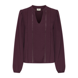 Jacqueline de Yong rachel life l/s v-neck top wvn 15355360 maroon banner