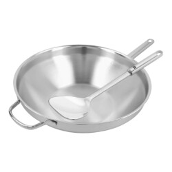 Demeyere Apollo 7 wok 32 cm vlakke bodem met gratis glasdeksel