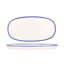 Rinart Serveerschaal blue edge porselein 30x15 cm set van 2