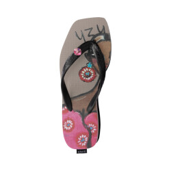 Uzurii Beach printed claudia mid heel taupe