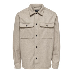 Only & Sons onsash ovr woolen look pkt ls shirt 22023564 chinchilla