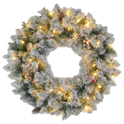 Homcom Kerstkrans met led-verlichting, rode bessen 60 cm doorsnede