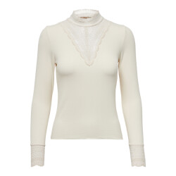 Only onltilde l/s high neck lace top jrs 15207788 birch