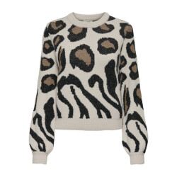 Jacqueline de Yong lorraine animal l/s pullover knt 15292890 /black malt