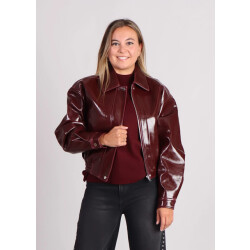 FRNCH Beauvoir lakleren bomberjas bordeaux