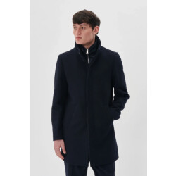 Matinique Harvey  classic wool 181112 color dark navy - wollen lange jas