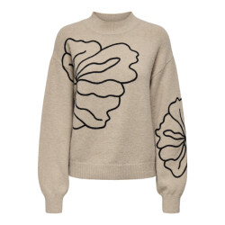 Jacqueline de Yong Jdyjella ls flower pullover knt noos zand dessin