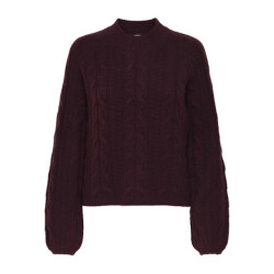 Jacqueline de Yong Jdysilja ls hn cable pullover knt bordeaux