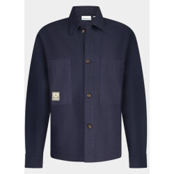 Bos Bright Blue Supply & co. overshirt vale jacket with embroidery 25314va30/290 navy