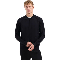 No Excess Pullover polo half zip solid black