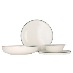 Rinart Serviesset (large) green edge 24 delig 6 personen porselein