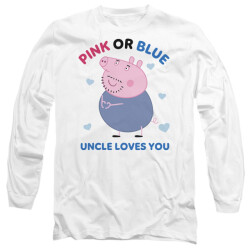 Peppa Pig Unisex volwassen roze of blauw ome varken houdt van je t-shirt met lange mouwen