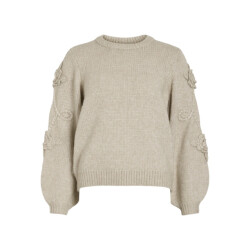 Vila Vifaye o-neck ls embrodiery knit top beige