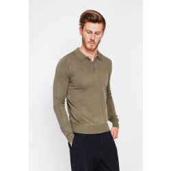 William de Faye Long-sleeve polo kaki