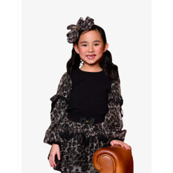 Angels Face Meisjes top lila leopard tulle zwart