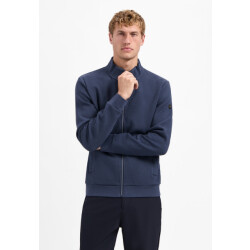No Excess Sweater full zip stand up-collar relief navy