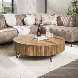Hoyz salontafel wave Ø120 cm massief mango zand