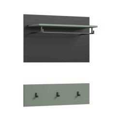 Furnilux Wandgarderobe canu 73x80x27 cm in basalt grijs en smoke green nb