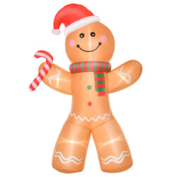 4goodz Opblaasbare kerstfiguur opblaasbare peperkoekman met led licht 240 cm