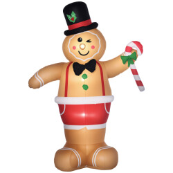 4goodz Opblaasbare kerstfiguur opblaasbare peperkoek man met led licht 238 cm