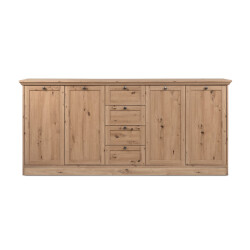 CaliCosy Buffet 4 portes et 4 tiroirs avec poignées en métal l200 cm timber