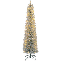Homcom Kerstboom met sneeuw met led verlichting Ø57 210 cm metalen voet