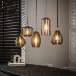 Hoyz hanglamp stripe glass horizontal 5-lichts smoke glas