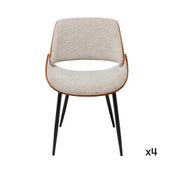 Signature Set van 4 stoelen van notenhout en stof l56 cm mannix