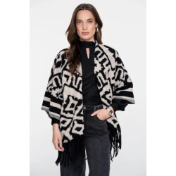 Geisha 55537-70 999 poncho jacquard black/sand