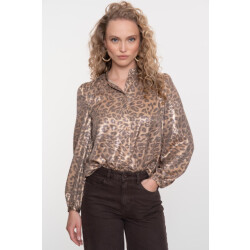 Geisha blouse velvet look leopard 53869-14 25 gold/grey