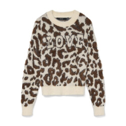 Vero Moda Vmjungle ls o-neck pullover boo ecru dessin