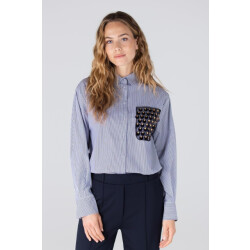 Jansen Amsterdam Goldie blouse cs3 726 sequins pocket dark blue