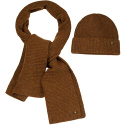No Excess Beenie + scarf rib knit set terra