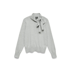 Vero Moda vmnina bow ls knit pullover exp 10343626 medium grey melange